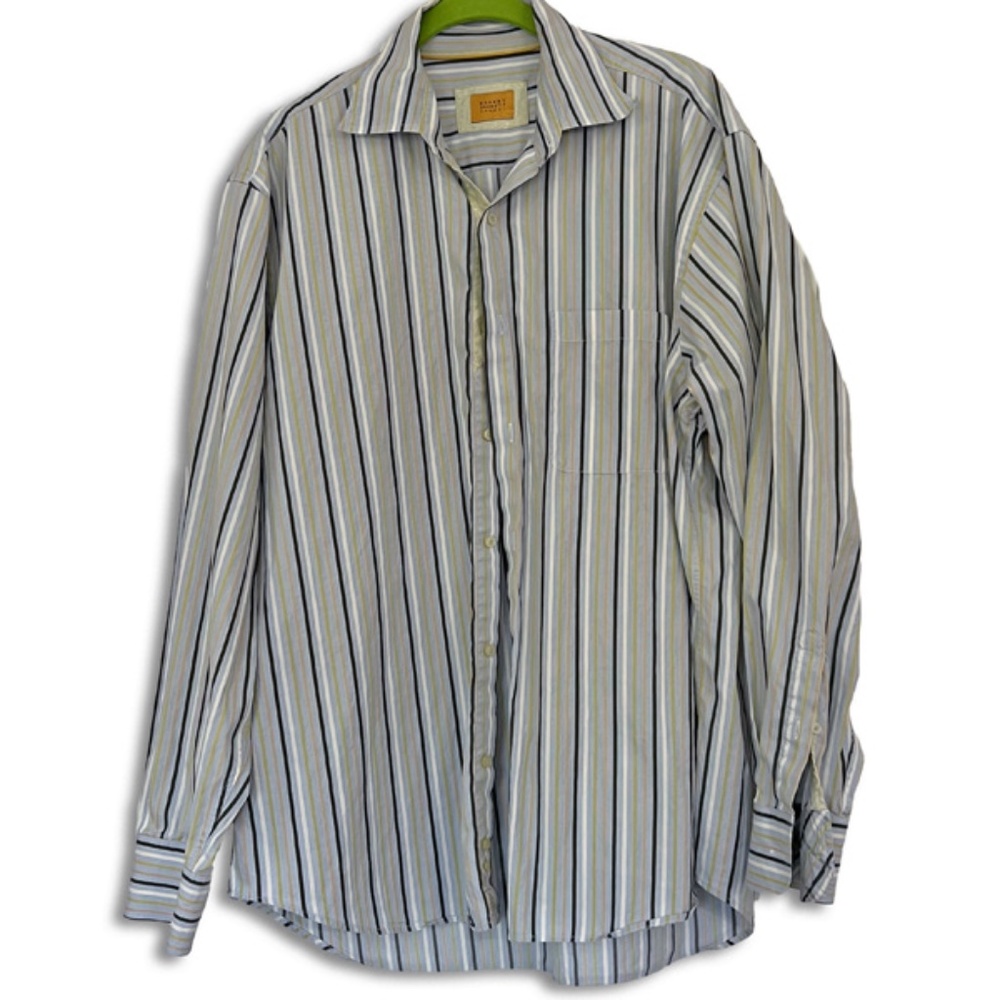 Robert Talbott Carmel Men's Button Down Shirt Large Pinstripe Blue
